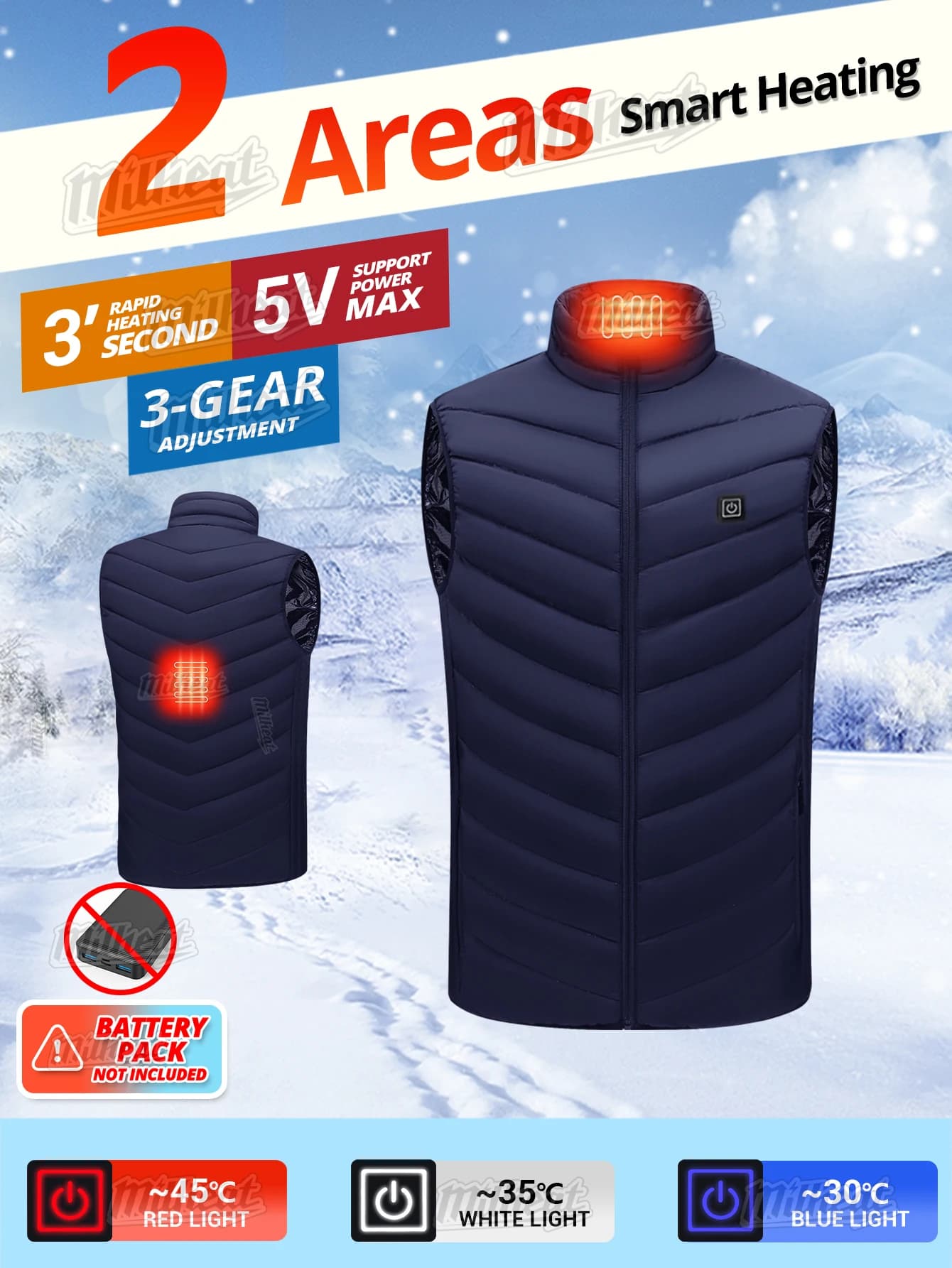 Inteligentna kamizelka grzewcza 15/9/2-strefowa indoor/outdoor 3-stopniowa ❄️